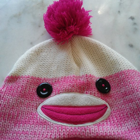 Knit Cap or Beanie - Pink Monkey - Picture 3 of 5